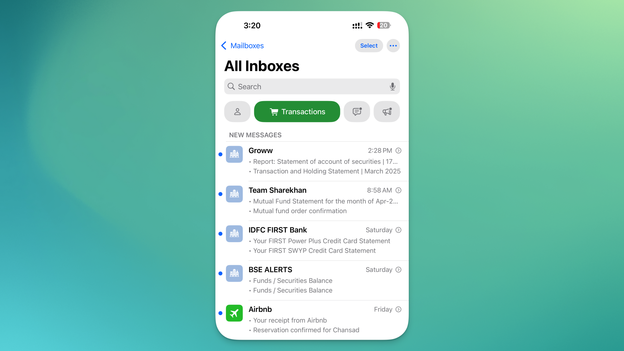 Application Mail avec Photos de Contact.