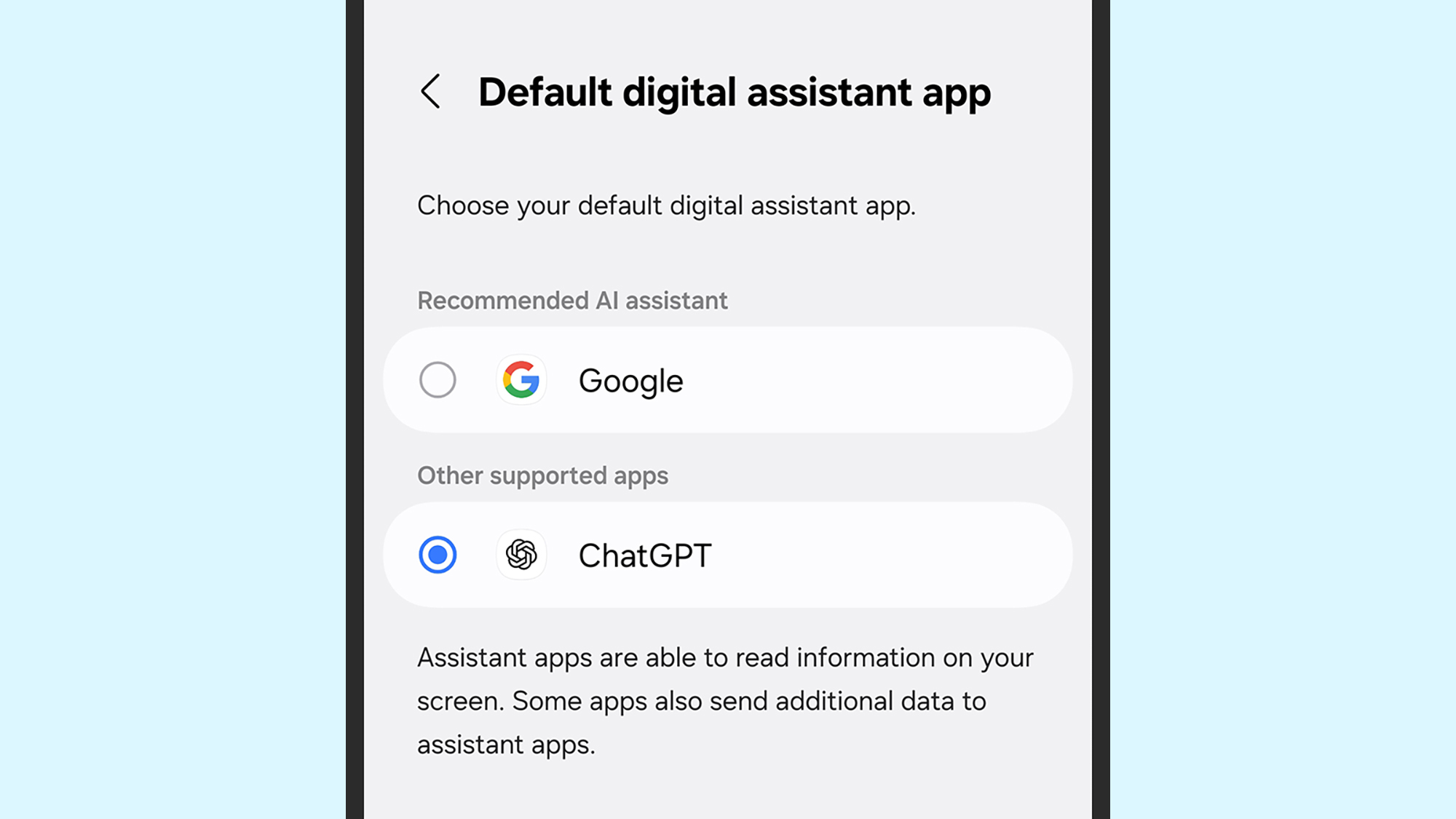 Paramètre d'assistant par défaut